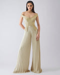 Structured Plisse Yellow Jumpsuit By KYNAH, Luxury Indian Fashion & Bridal Wear
