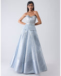 Metallic Structured Blue Corset And Skirt By KYNAH, Luxury Indian Fashion & Bridal Wear