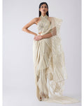 Metallic Winged Ruffle Beige Skirt Set By KYNAH, Luxury Indian Fashion & Bridal Wear