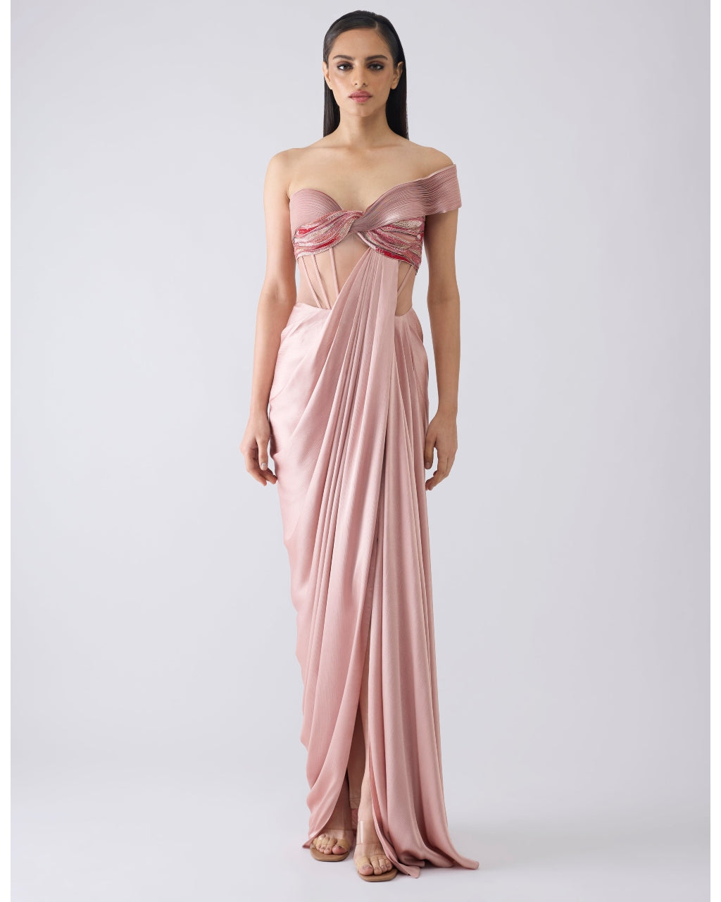 Metallic Pink Gown By KYNAH, Luxury Indian Fashion & Bridal Wear