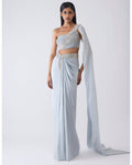 Moulded Crystalvein Blue Top And Skirt By KYNAH, Luxury Indian Fashion & Bridal Wear