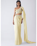 Moulded Crystalvein Yellow Top And Skirt By KYNAH, Luxury Indian Fashion & Bridal Wear