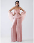 Metallic Structured Corset With Pink Pants And Cape By KYNAH, Luxury Indian Fashion & Bridal Wear