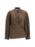 Lemaire Cotton-Silk Blend Shirt — Brown