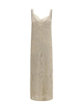 Brunello Cucinelli Openwork Floral Linen Cotton Dress — Beige