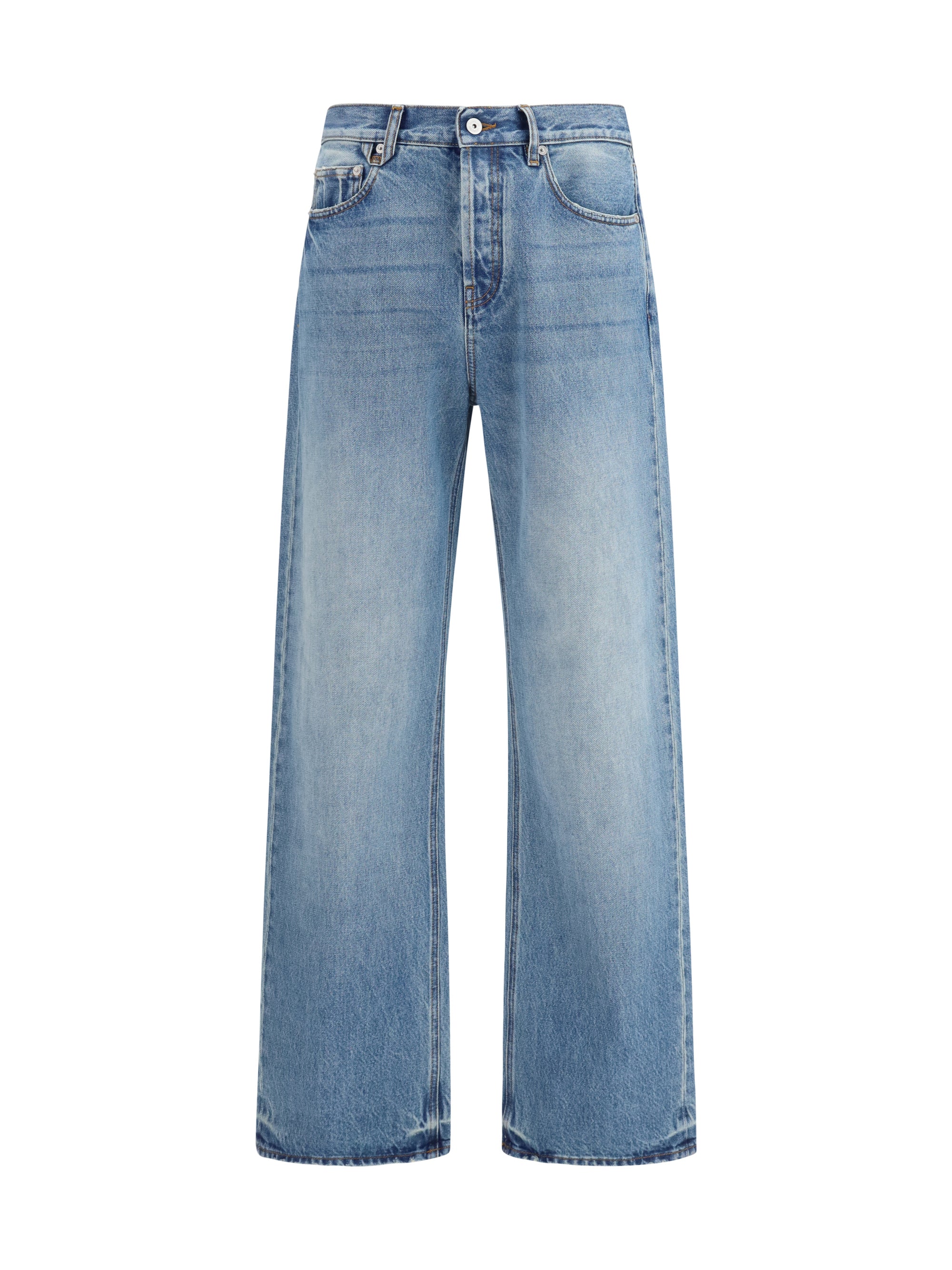 Jacquemus Wide-Leg Faded Denim Jeans — Blue
