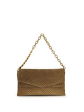 Gucci Embossed GG Suede Shoulder Bag — Brown