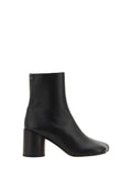 MM6 Maison Margiela Square-Toe Block Heel Ankle Boot — Black