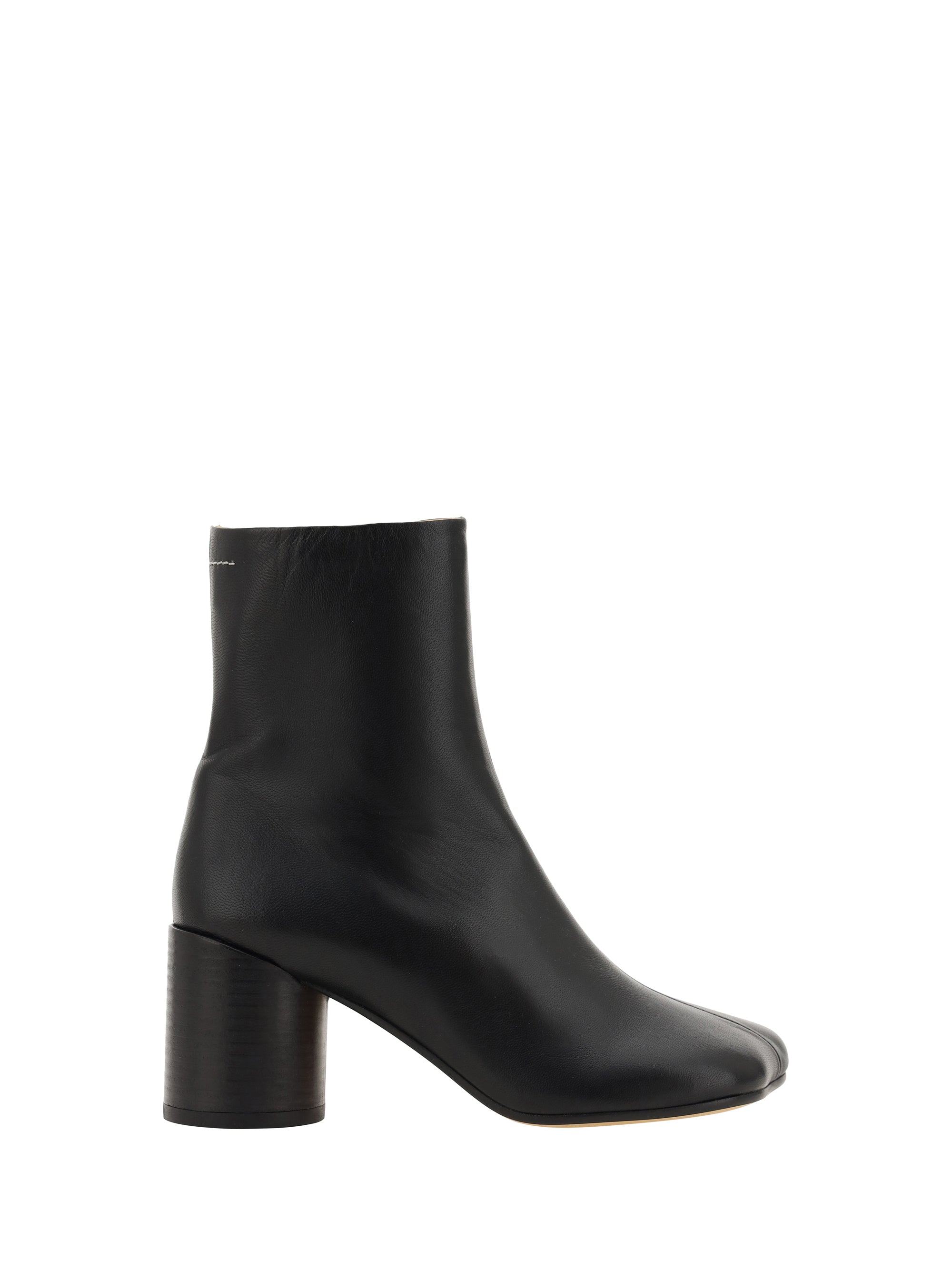 MM6 Maison Margiela Square-Toe Block Heel Ankle Boot — Black