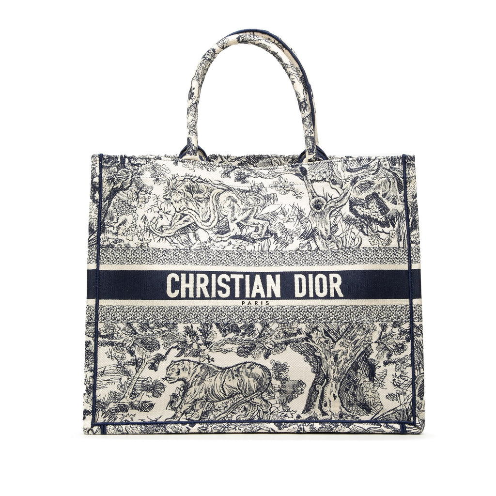 Large Canvas Embroidered Dioriviera Toile De Jouy Book Tote