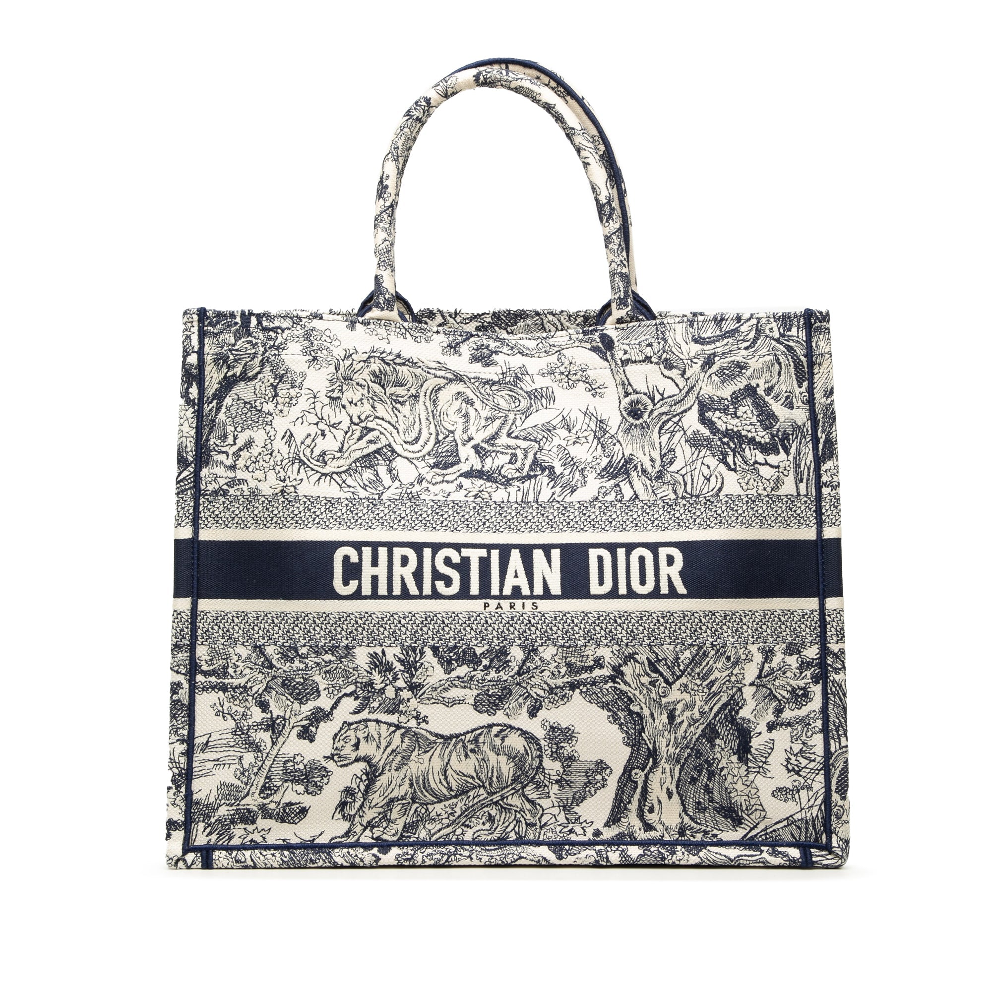 Large Canvas Embroidered Dioriviera Toile De Jouy Book Tote