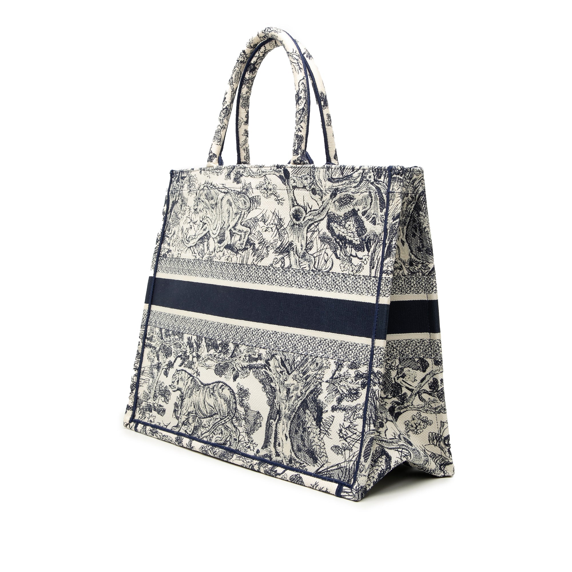 Large Canvas Embroidered Dioriviera Toile De Jouy Book Tote