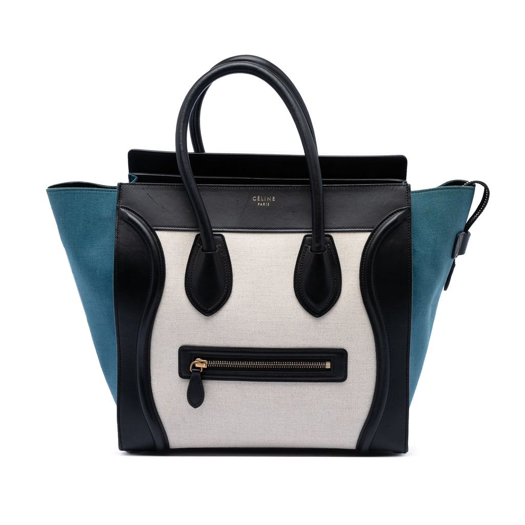 Mini Tricolor Canvas and Leather Luggage Tote