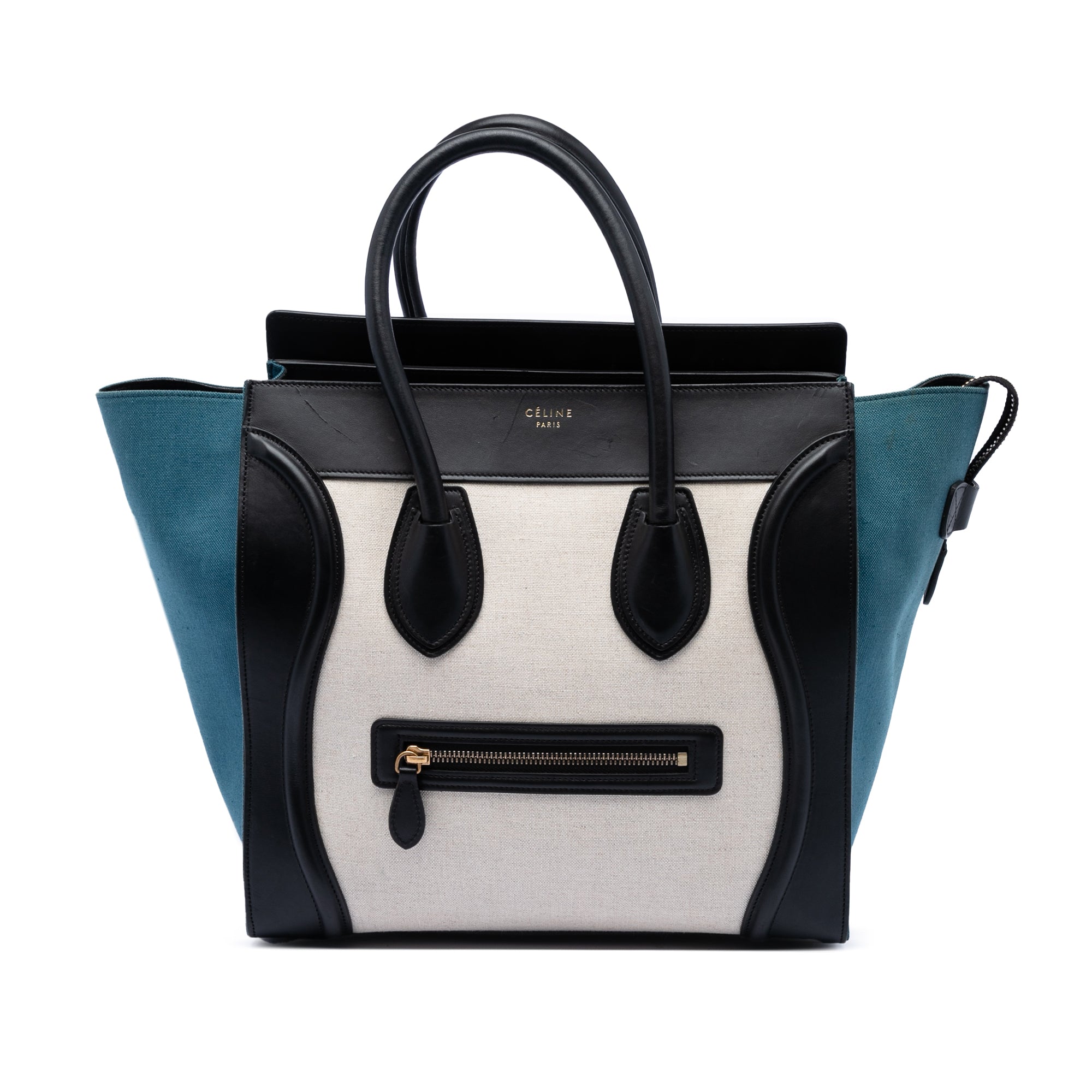 Mini Tricolor Canvas and Leather Luggage Tote