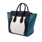 Mini Tricolor Canvas and Leather Luggage Tote