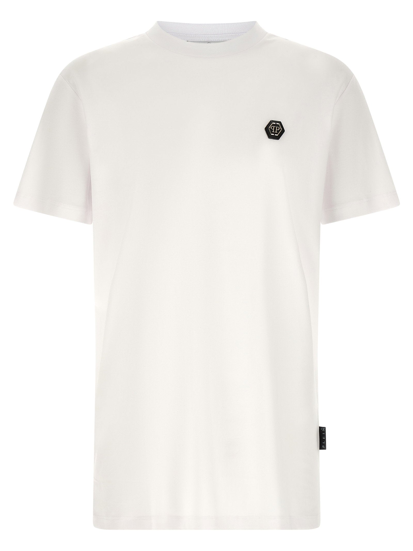Philipp Plein Hexagon-Patch Cotton T-Shirt — White