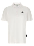 Philipp Plein Hexagon-Patch Cotton Polo Shirt — White
