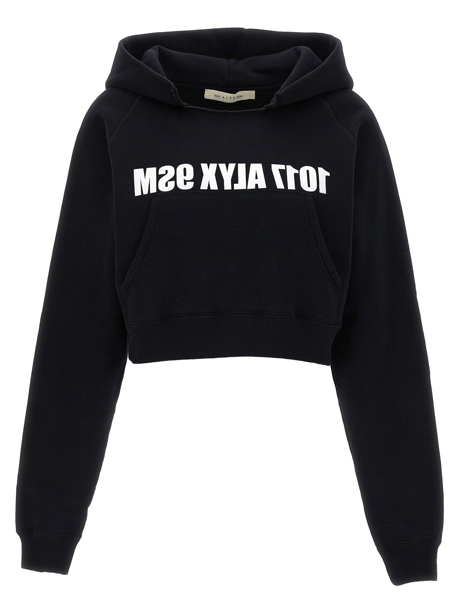 1017-Alyx-9Sm Logo-Print Cropped Hoodie — Black