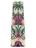 F.r.s. - For Restless Sleepers Palm Bouquet Print Silk Dress — Green