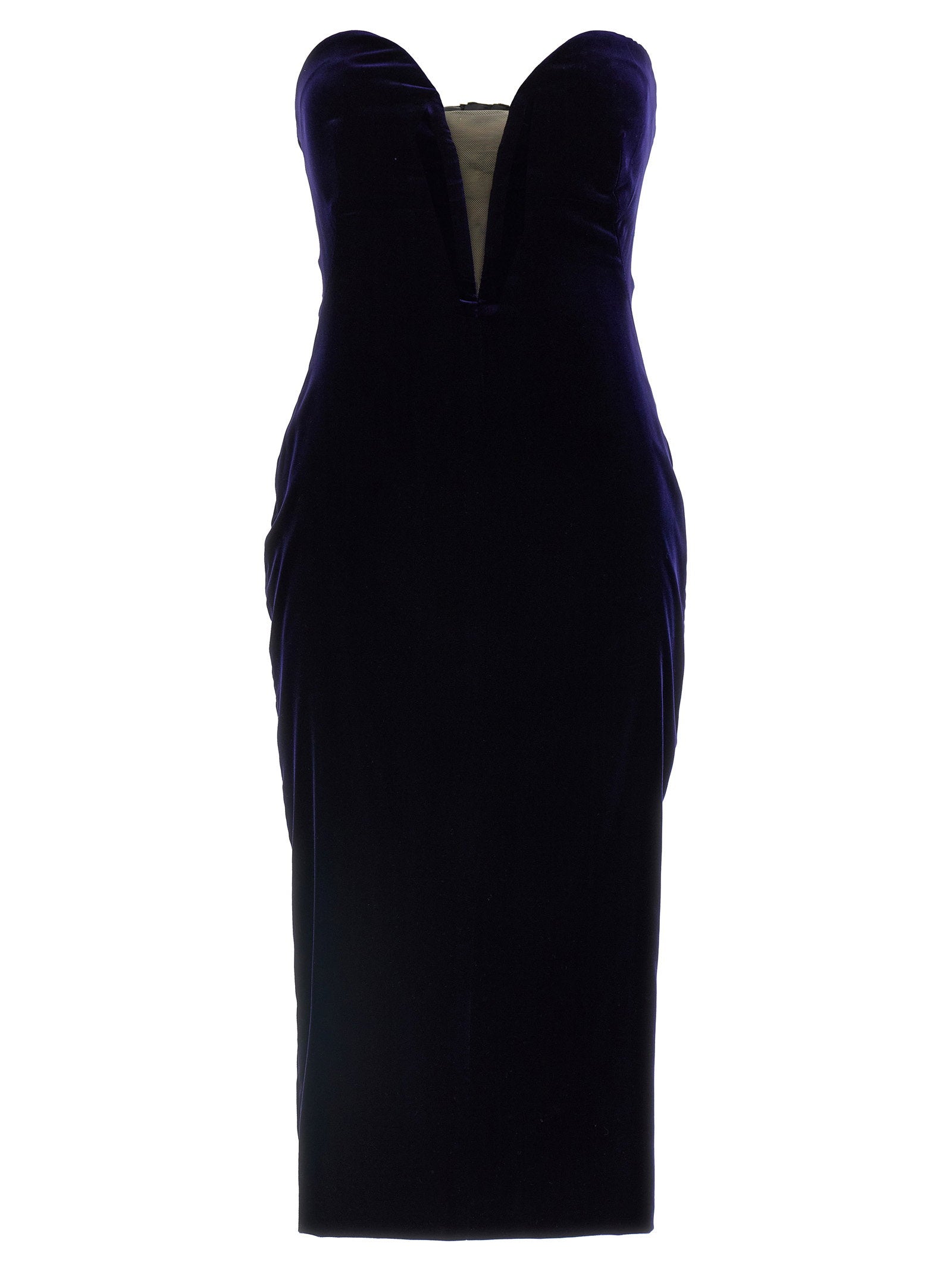Tom Ford Velvet Sweetheart Dress — Navy
