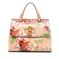 Small Calfskin Blooms Bamboo Daily Satchel