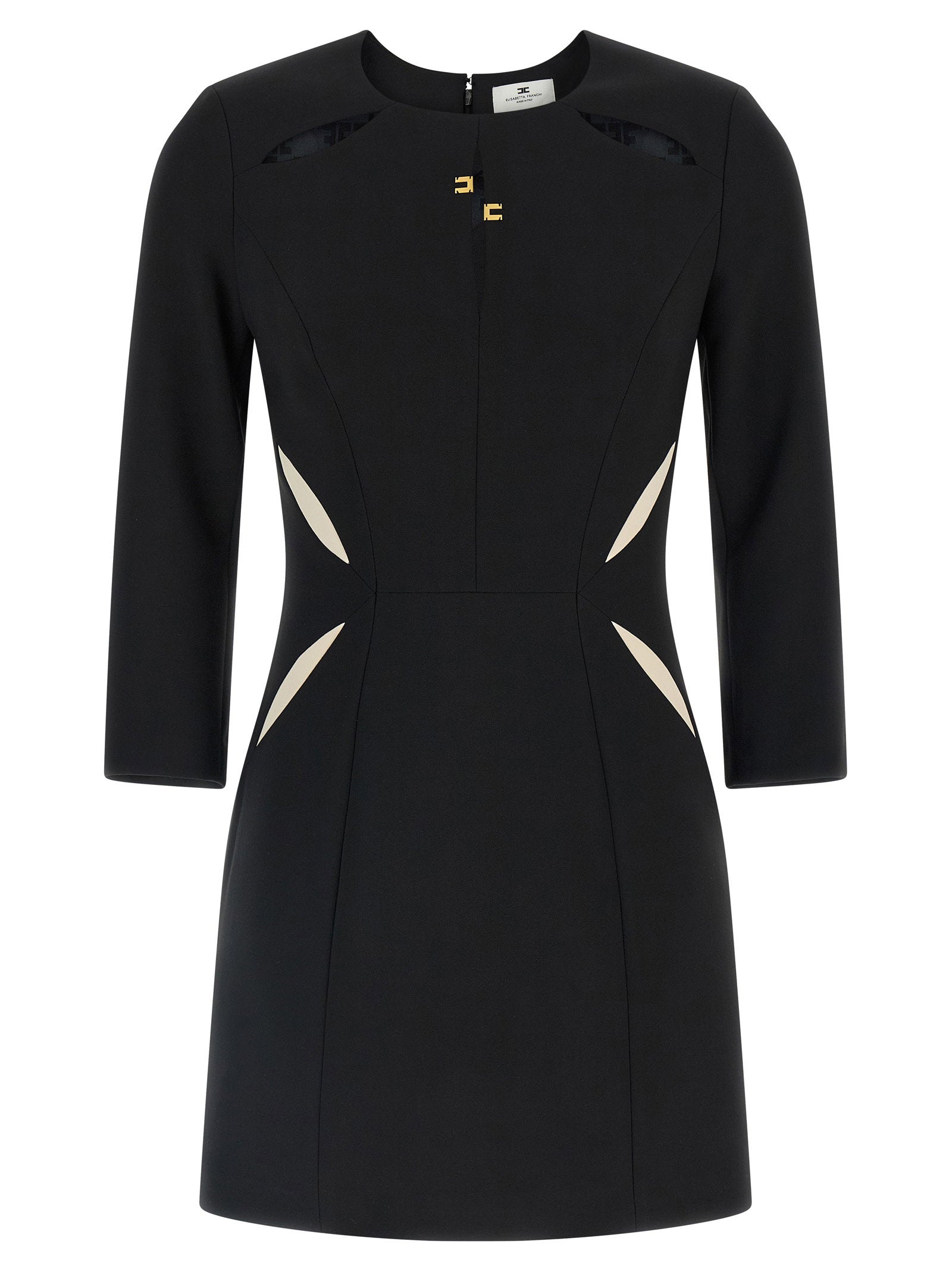 Elisabetta Franchi Cut-Out Crew Neck Sheath Dress — Black