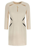 Elisabetta Franchi Cut-Out Crêpe Dress — Cream