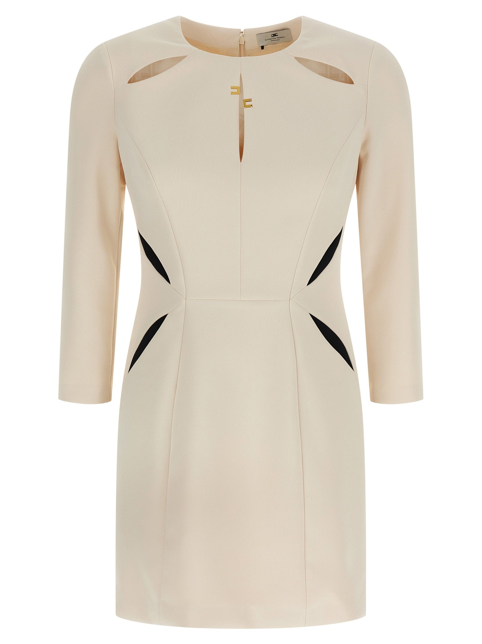 Elisabetta Franchi Cut-Out Crêpe Dress — Cream