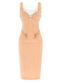 Elisabetta Franchi Bustier Corset Dress — Beige