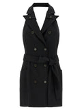 Elisabetta Franchi Double-Breasted Vest Dress — Black