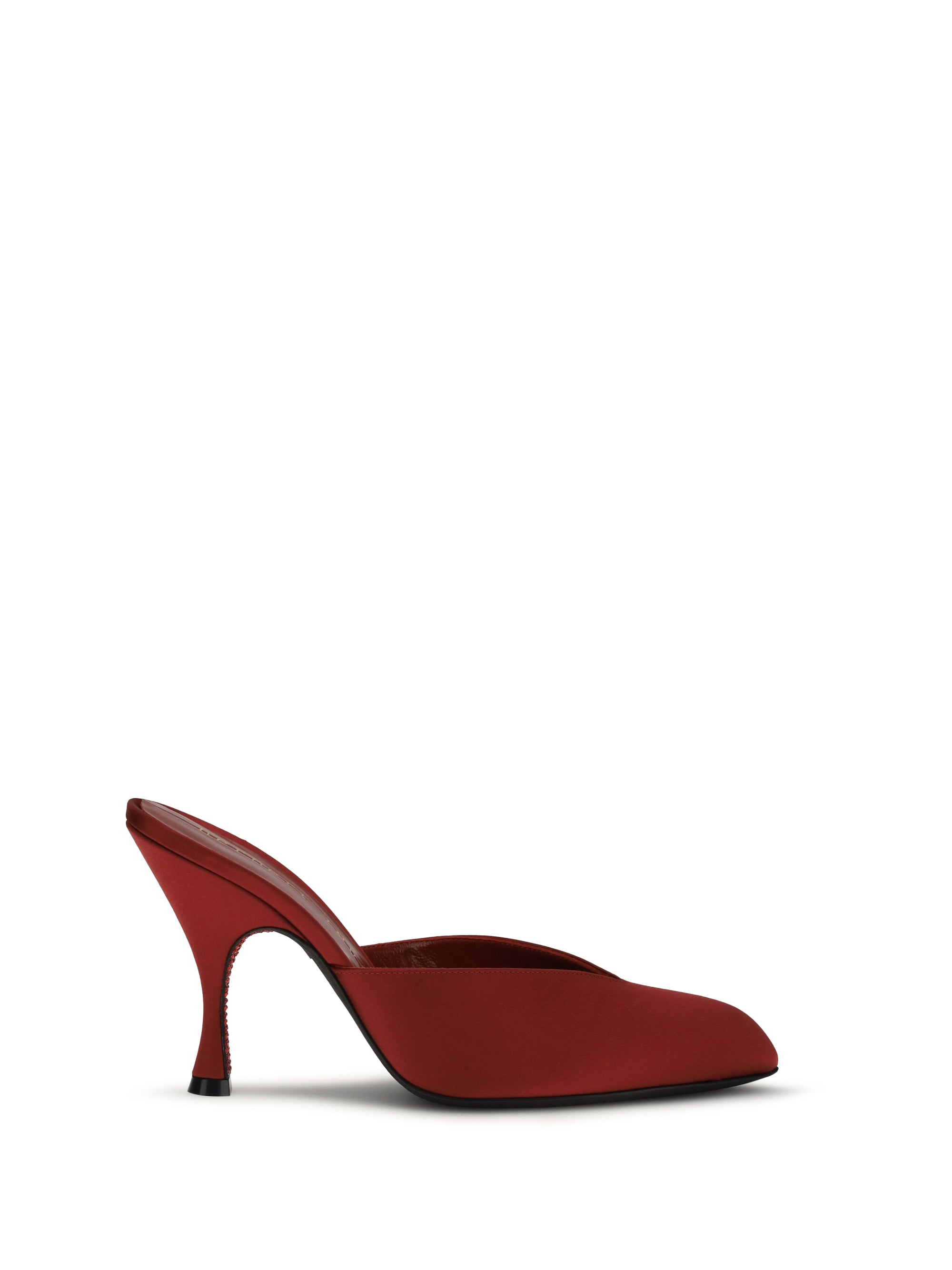 Herbert Levine Almond-Toe Silk Mule Heel — Red