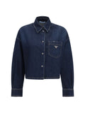 Prada Logo Denim Shirt — Navy