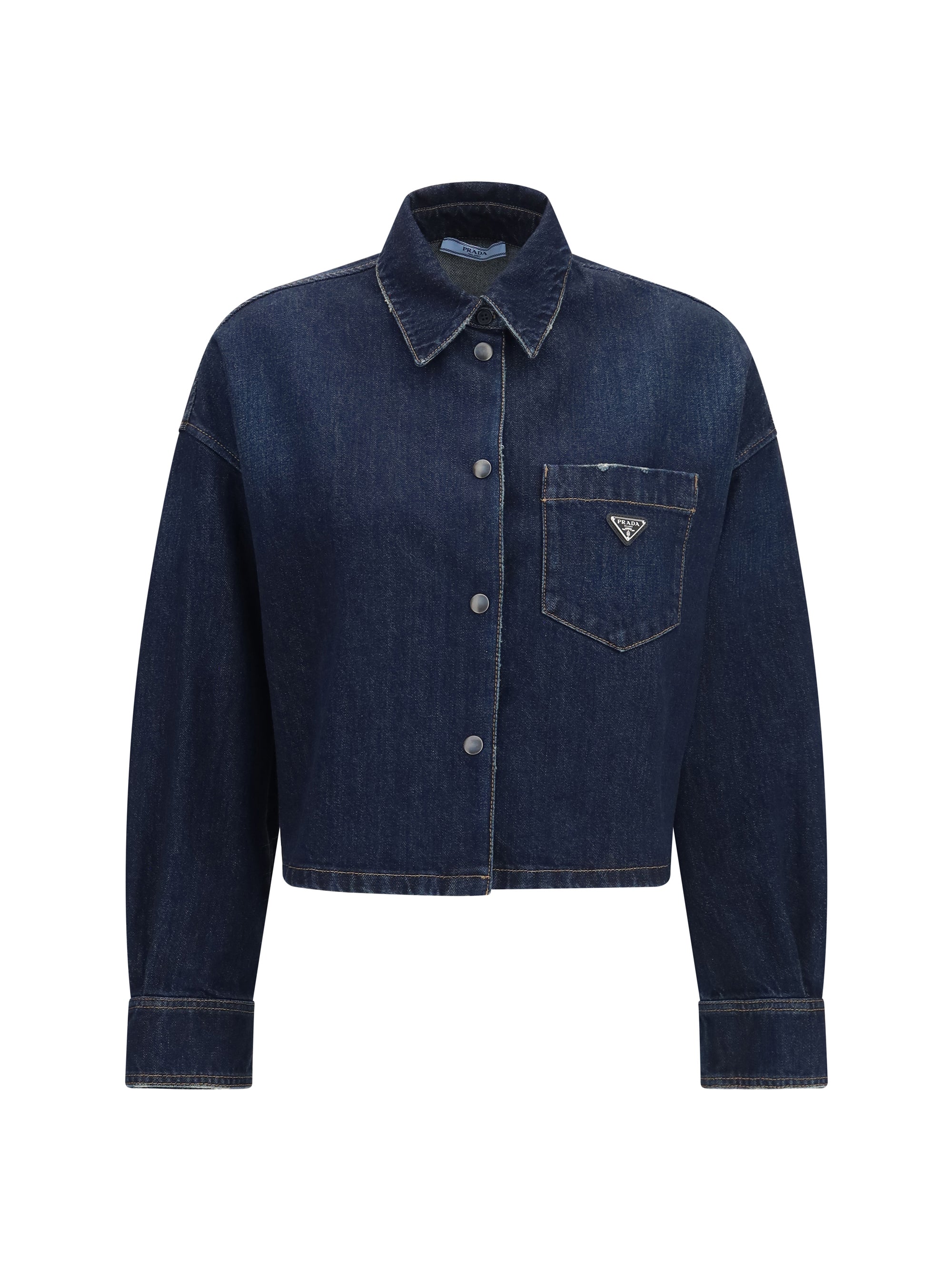 Prada Logo Denim Shirt — Navy