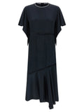 Fabiana Filippi Ruffle-Sleeve Silk-Effect Dress — Black