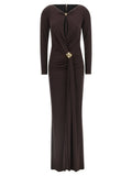 Elisabetta Franchi Ruched Jersey Dress — Brown