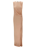 Elisabetta Franchi Side-Draped Jersey Dress — Beige