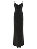 Elisabetta Franchi Satin Cowl-Neck Red Carpet Dress — Black