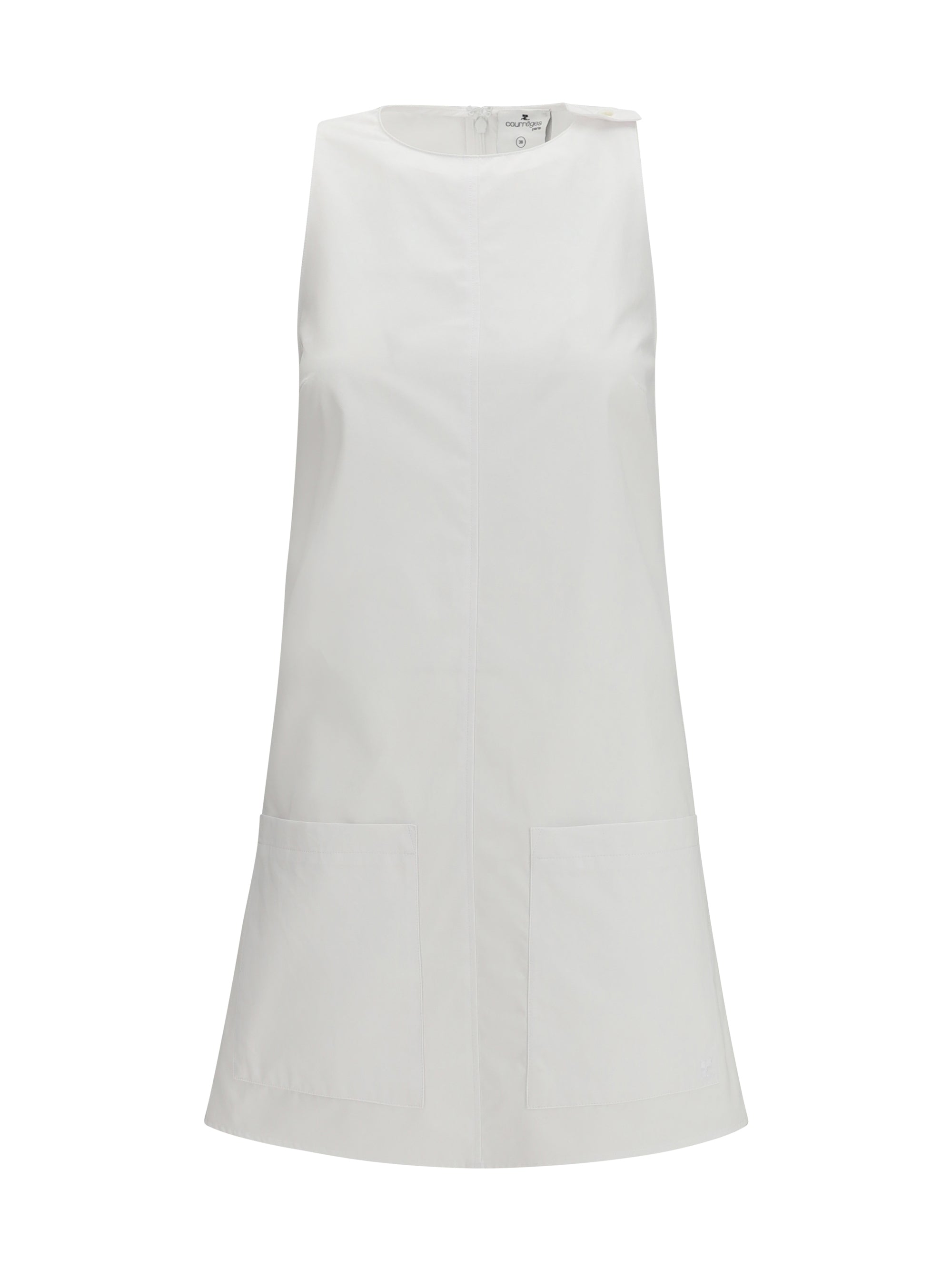 CourrèGes Halter Neckline Cotton Dress — White