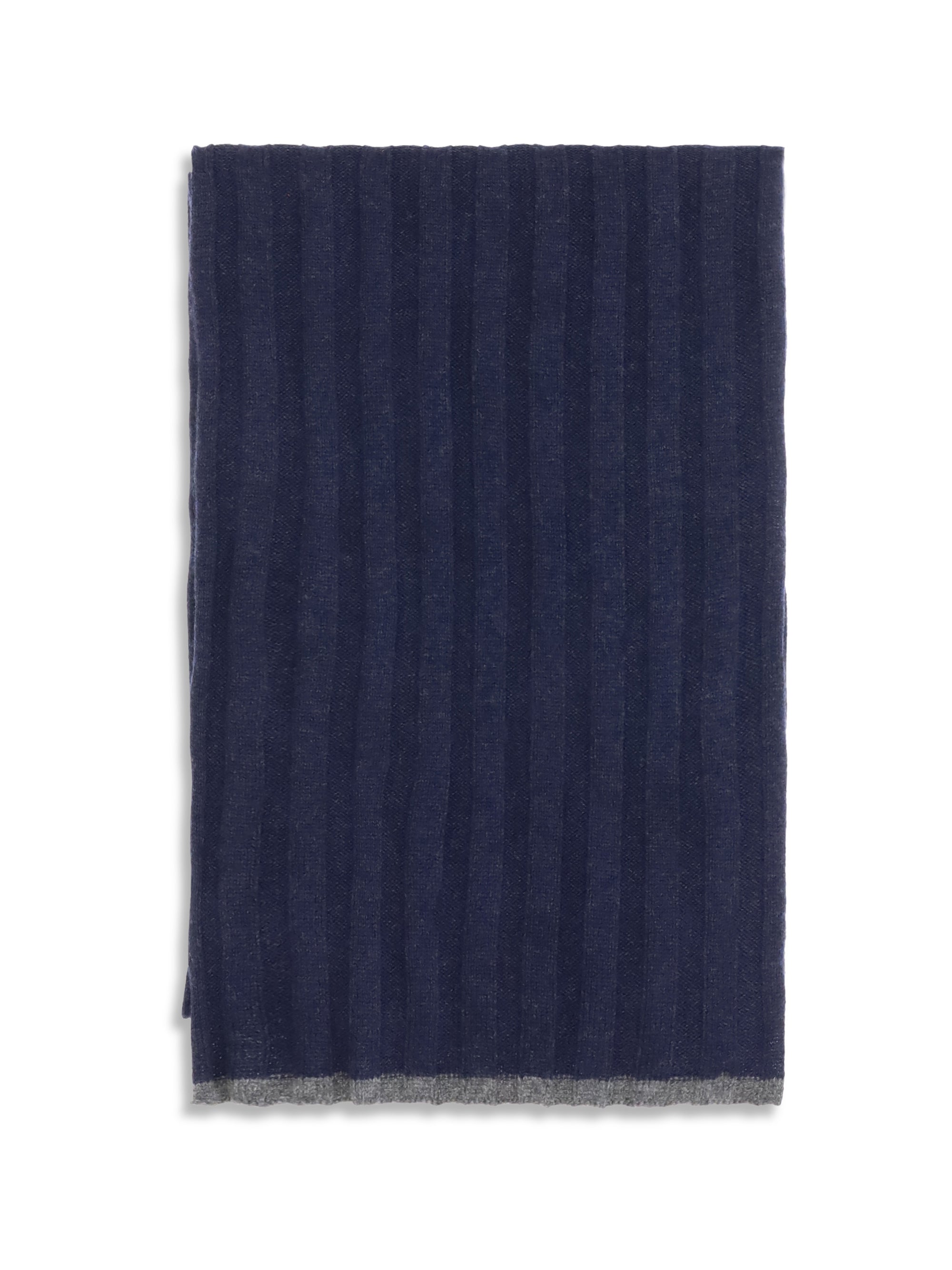 Brunello Cucinelli Ribbed Cashmere Scarf — Navy