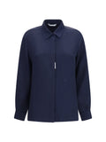Max Mara Crepe De Chine Silk Shirt — Navy