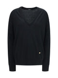 Balmain Merino Wool V-Neck Sweater — Black