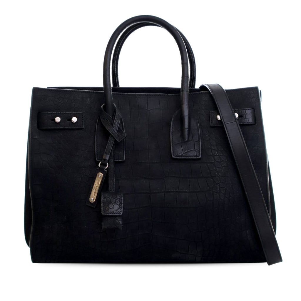 Small Croc Embossed Suede Sac De Jour Satchel