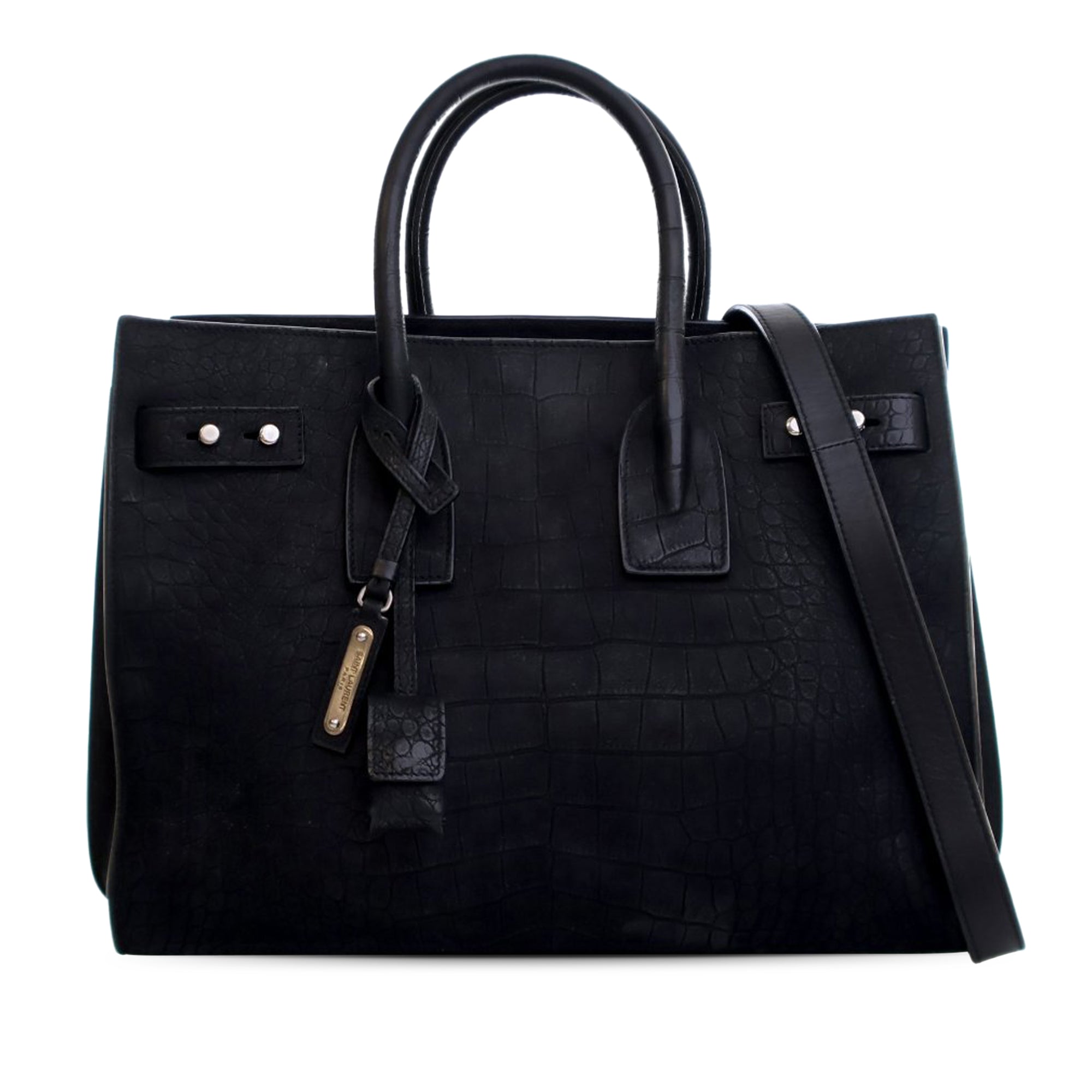 Small Croc Embossed Suede Sac De Jour Satchel