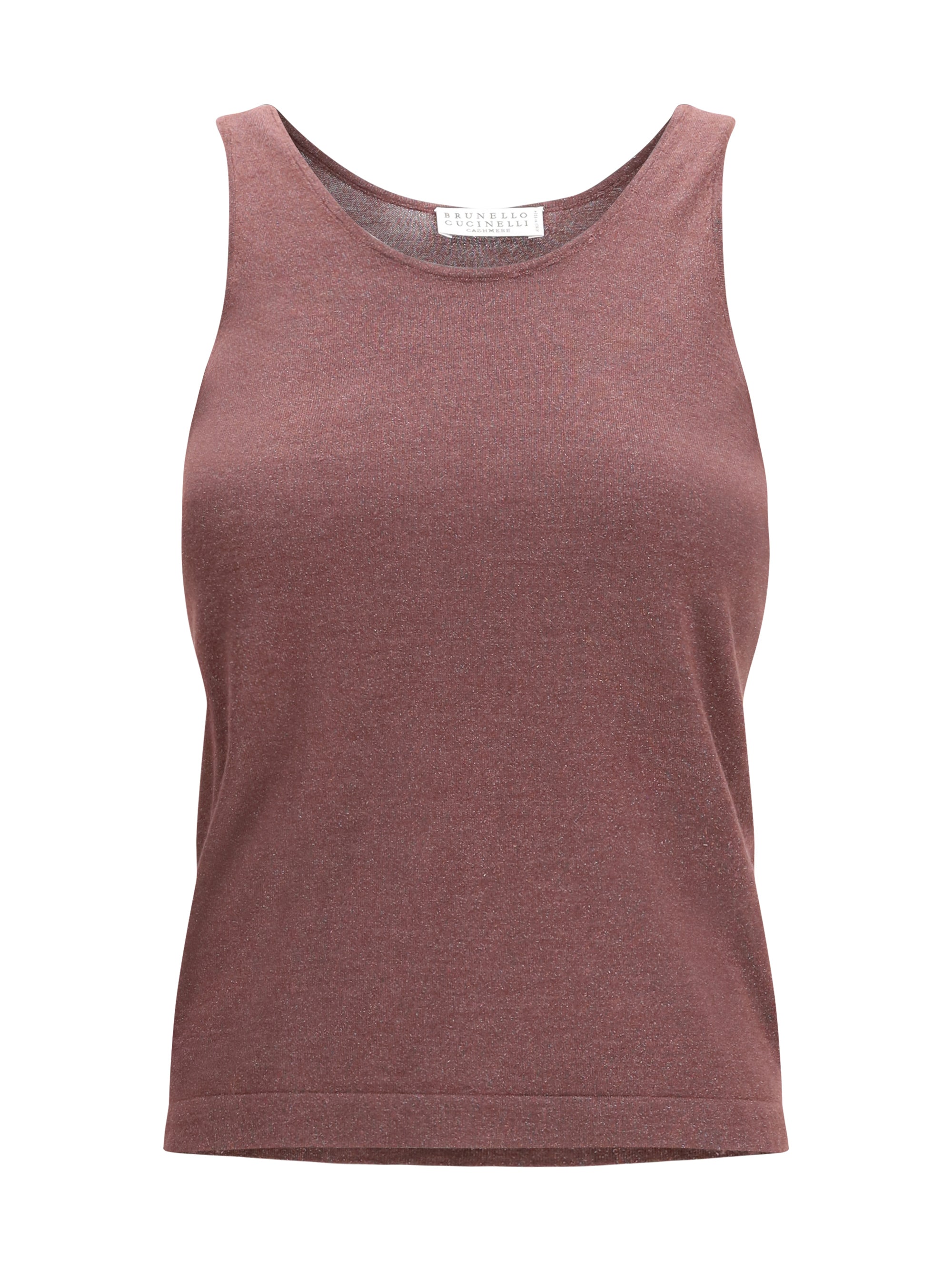 Brunello Cucinelli Sparkling Knit Cashmere-Silk Tank Top — Purple
