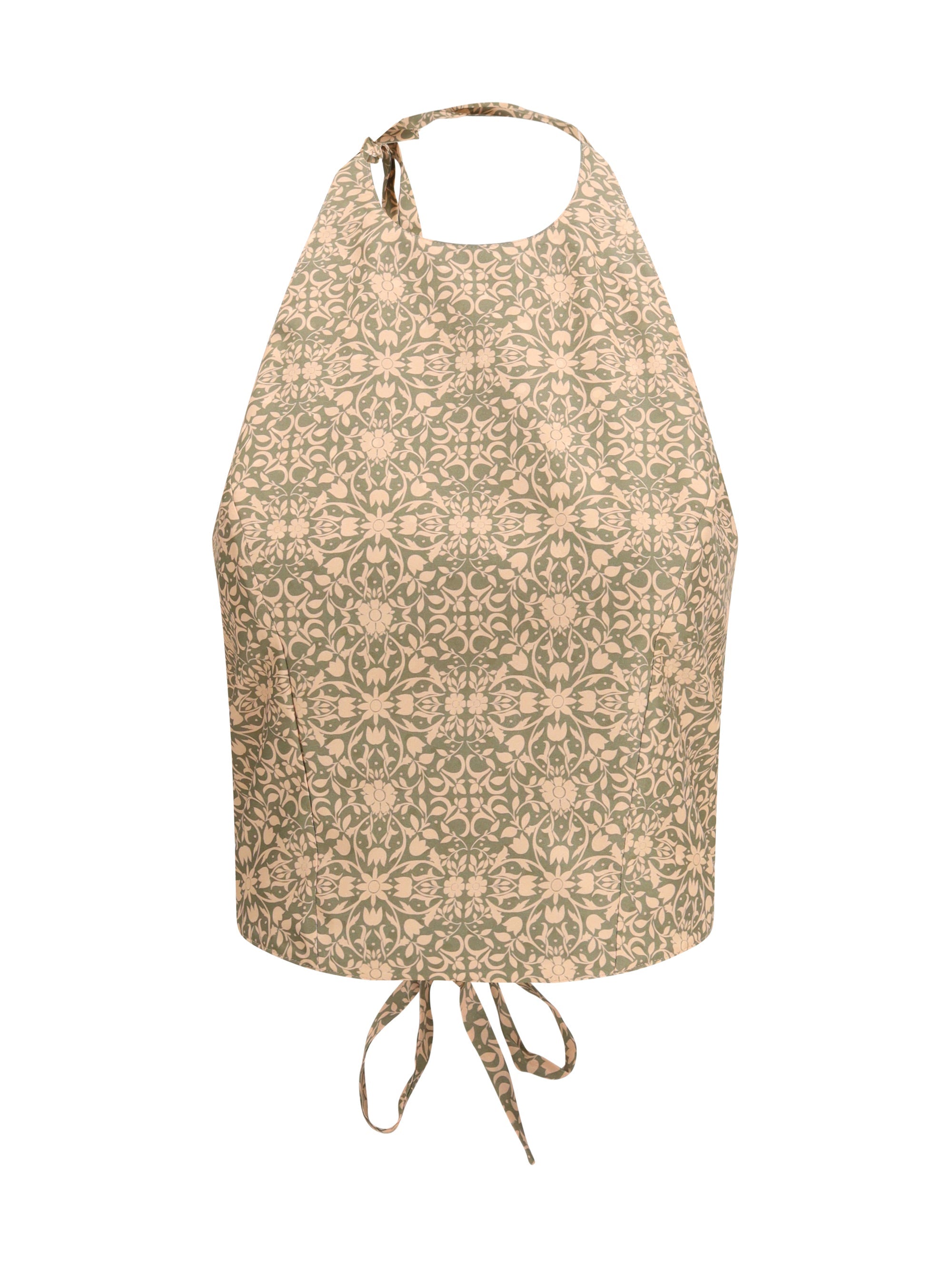 Kristina Ti Damask-Patterned Halter Tank Top — Beige