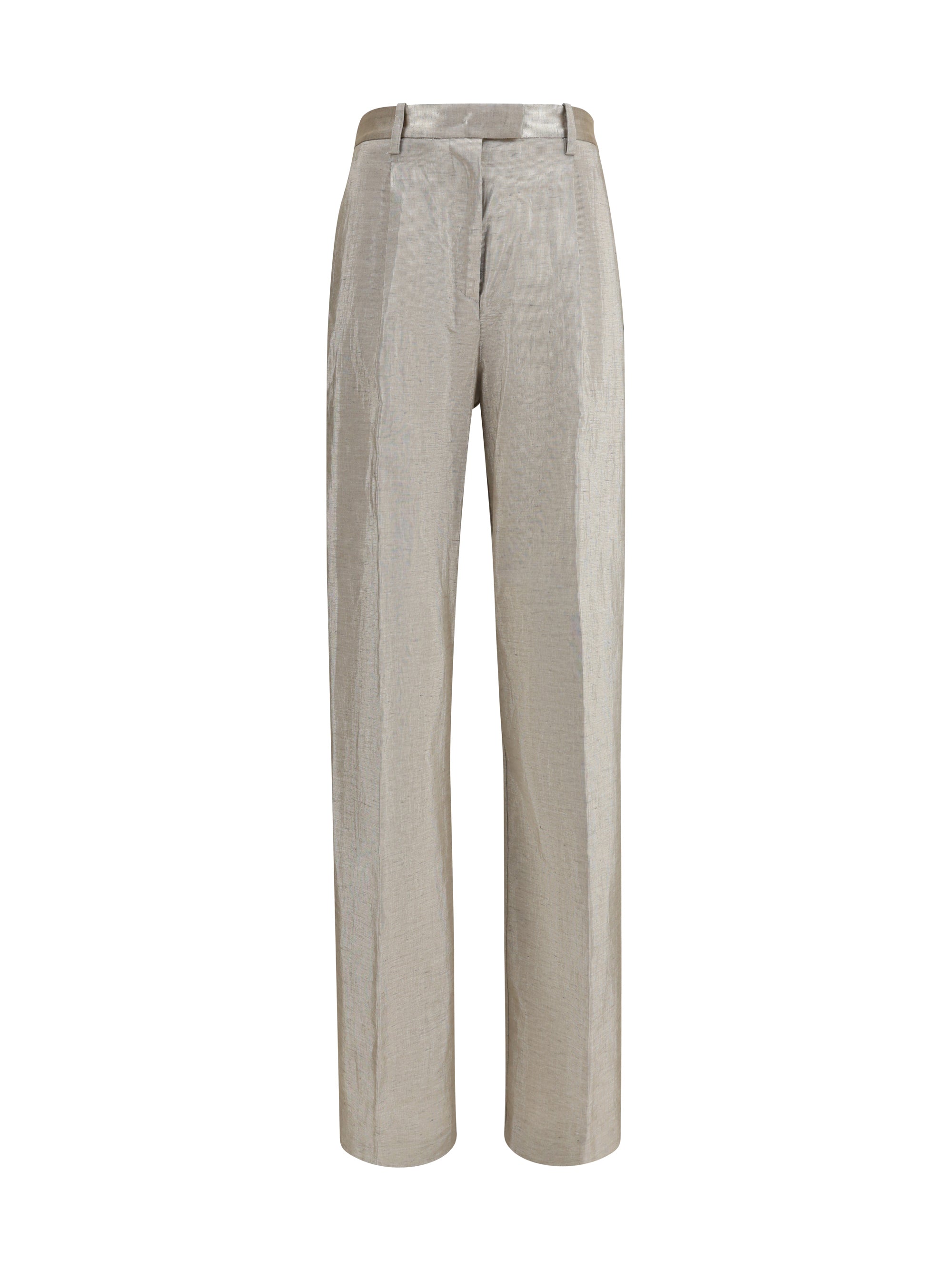Forte_forte Lurex Tweed with Micro Sequins Trousers — Beige