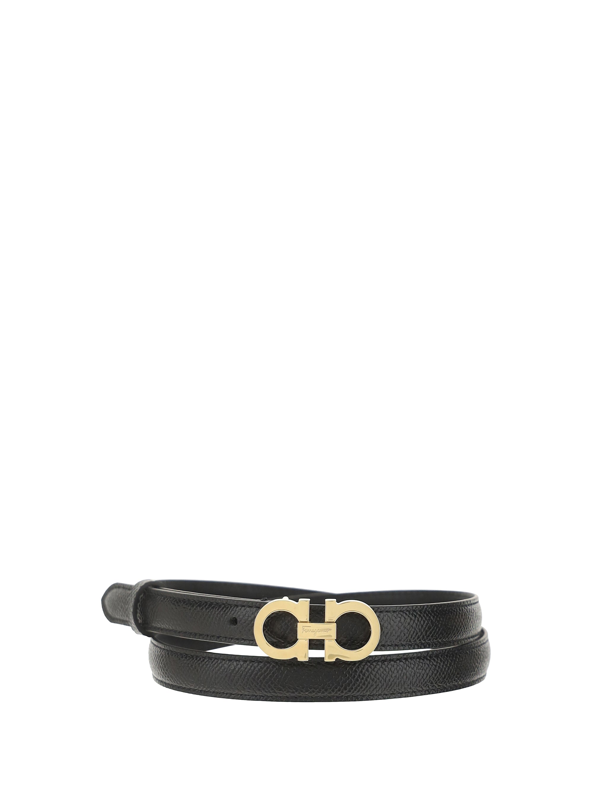 Ferragamo Gancini Logo Leather Belt — Gray