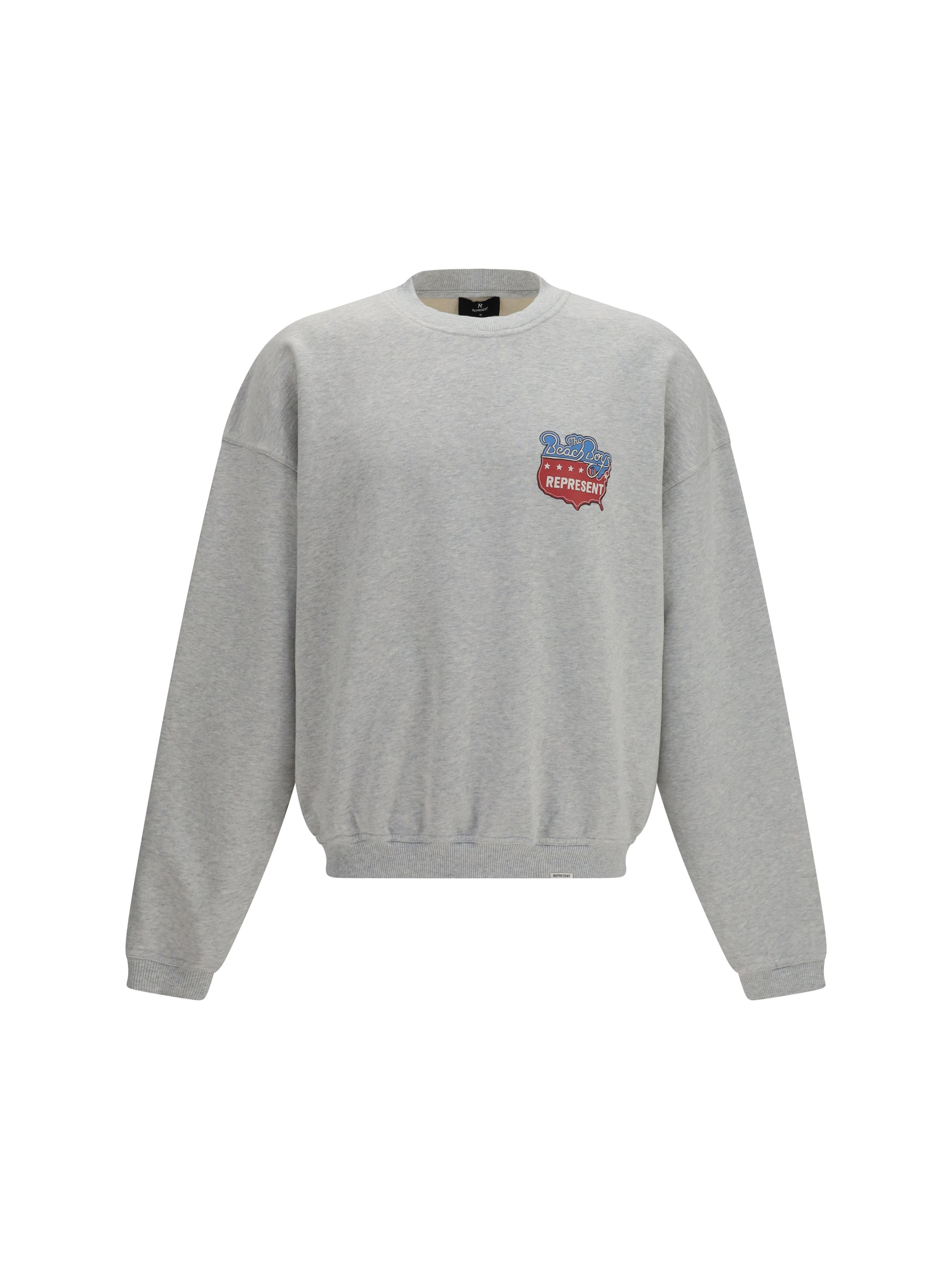 Represent Logo-Embroidered Graphic Sweatshirt — Gray