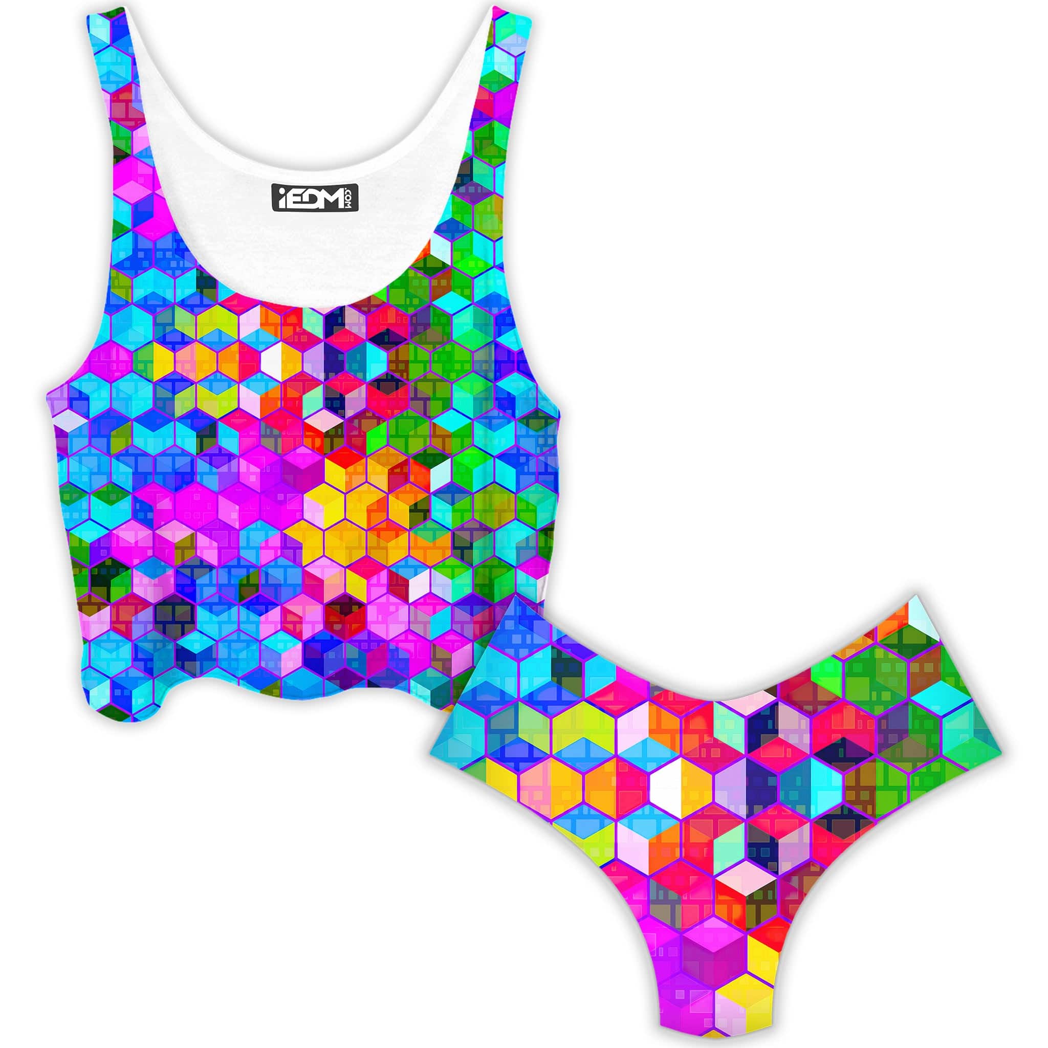 Cubism Crop Top and Booty Shorts Combo