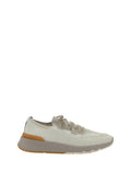 Brunello Cucinelli Cotton-Mesh Lace-Up Sneaker — Beige